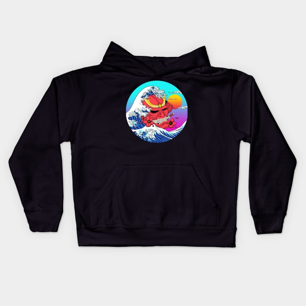 SAMURAI WAVES Kids Hoodie by ALFBOCREATIVE